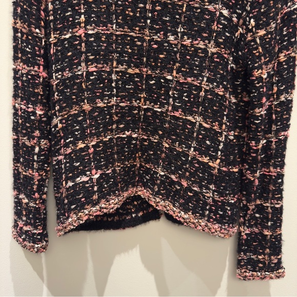 NWT- Sioni Black, Pink, Orange & White Tweed Cardigan Size Medium Women’s - Picture 7 of 11